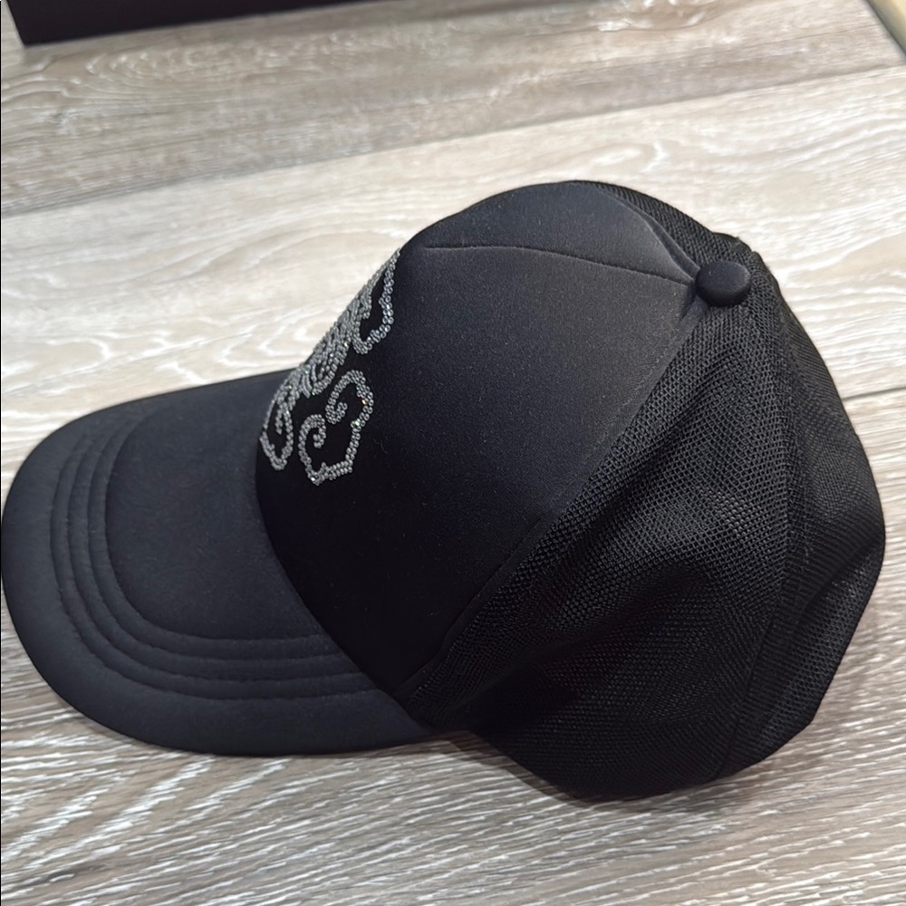 Black Rhinestone Mastermind Embellished Cap. - Picture 2 of 4